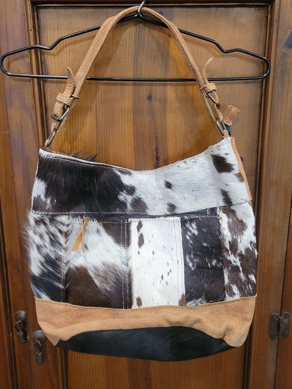 NWOT. Myra Bag Hairon Leather Cow Print shoulder & Crossbody or top Handles.